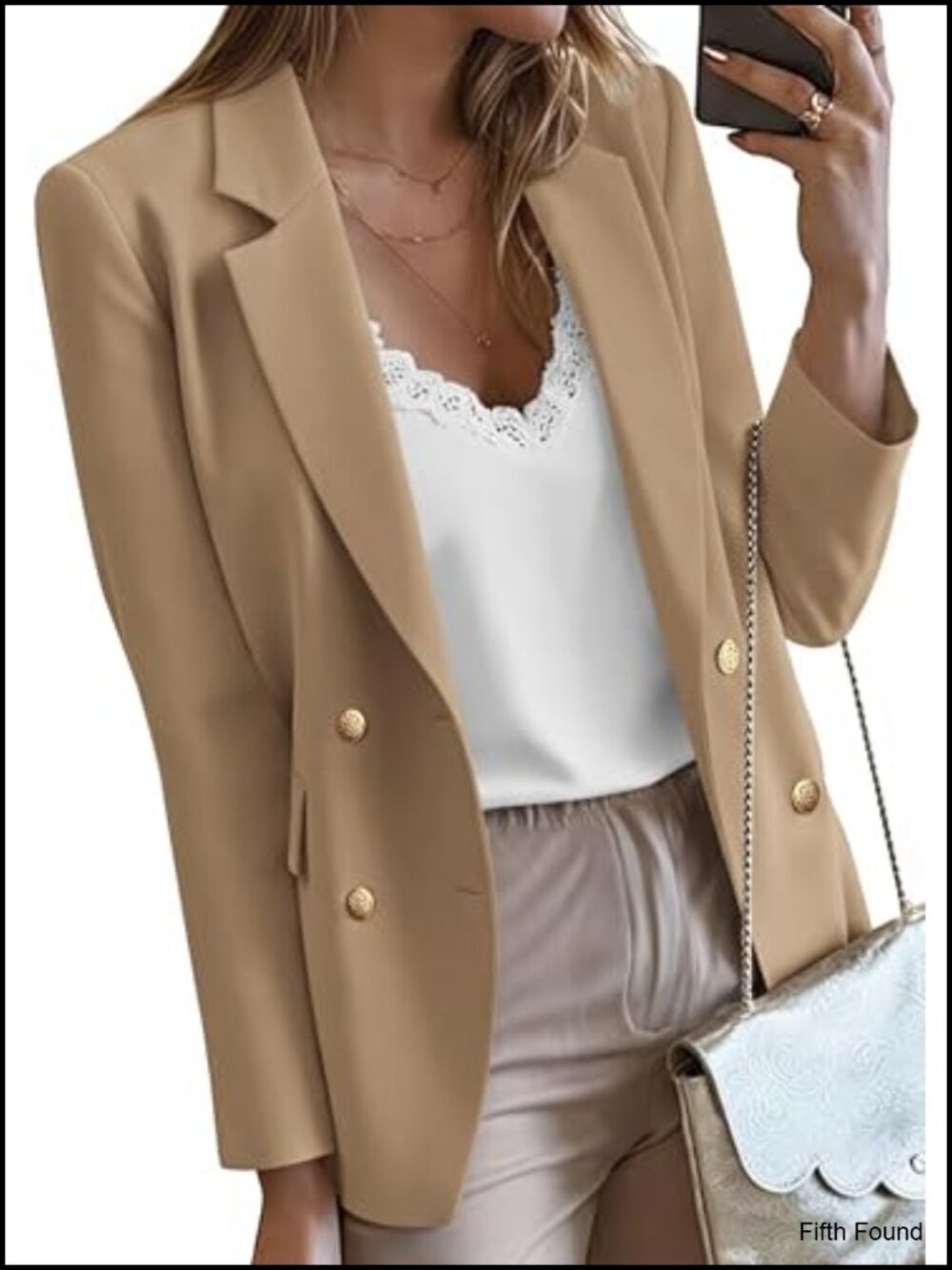 Womens Double Breasted Blazer Oversized Business Casual Work Jacket
